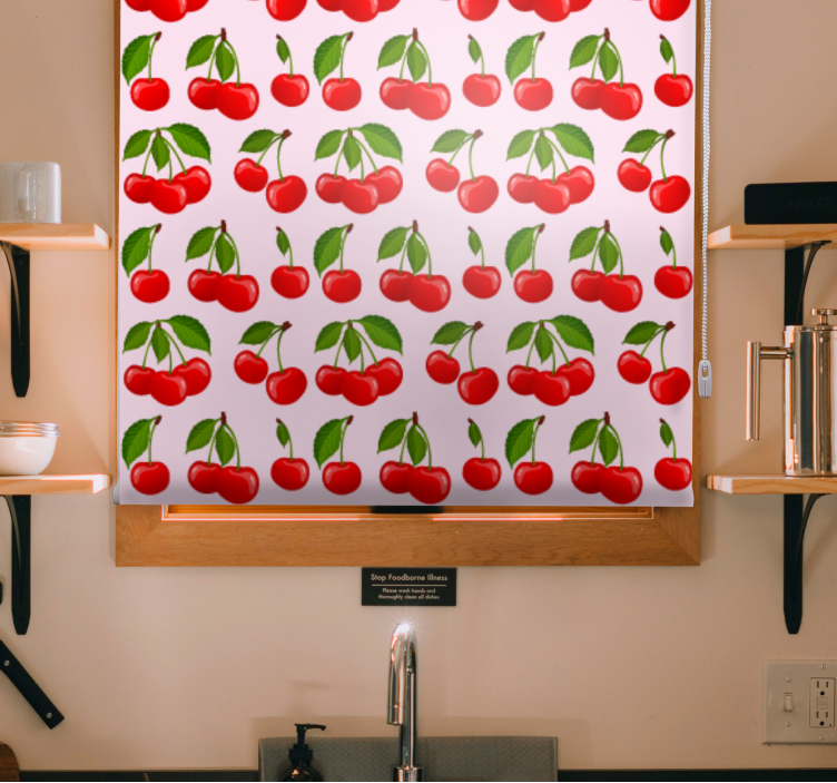 Red Cherry Pattern Kitchen Roller Blinds - Add a Touch of Charm to Your Kitchen